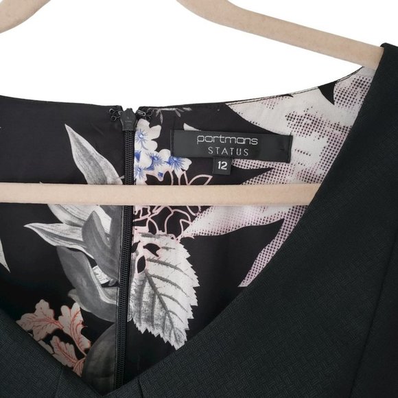 Portmans short sleeve black textured sheath dress with fluted ruffle ski… - Picture 6 of 12